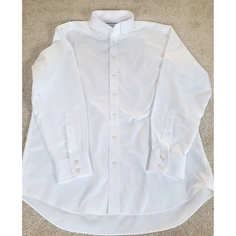 Charles Tyrwhitt Men's Button Up Dress Shirt 16 35 Bright White Long Sleeve